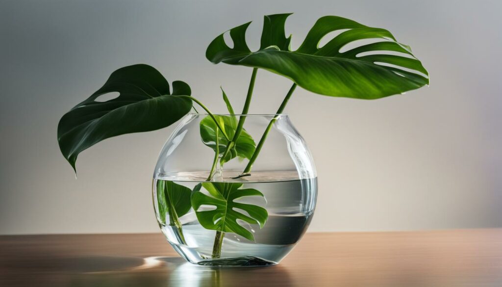 Monstera plant in water