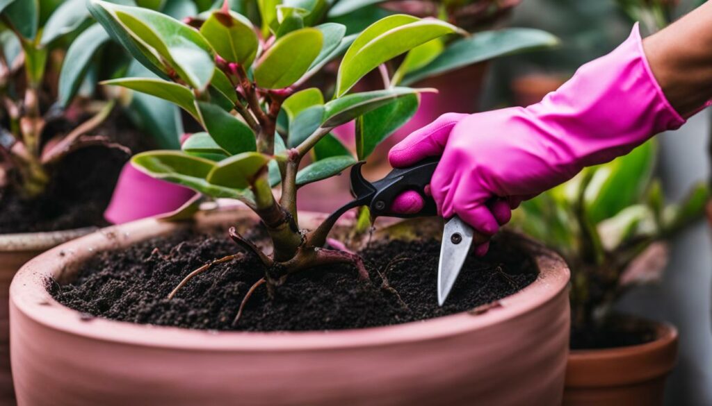 pink rubber plant pruning and propagation