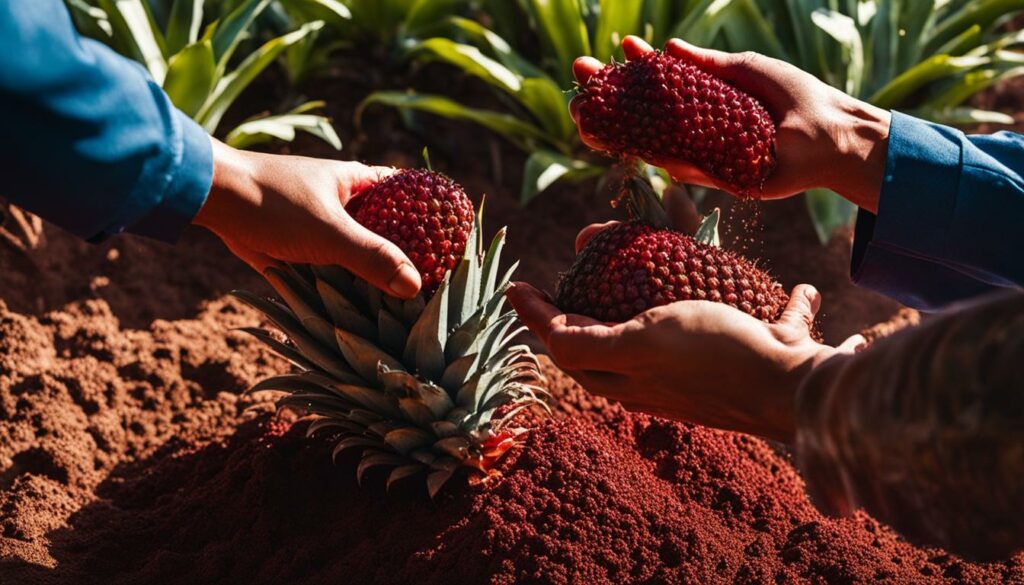 red pineapple plant fertilization and propagation