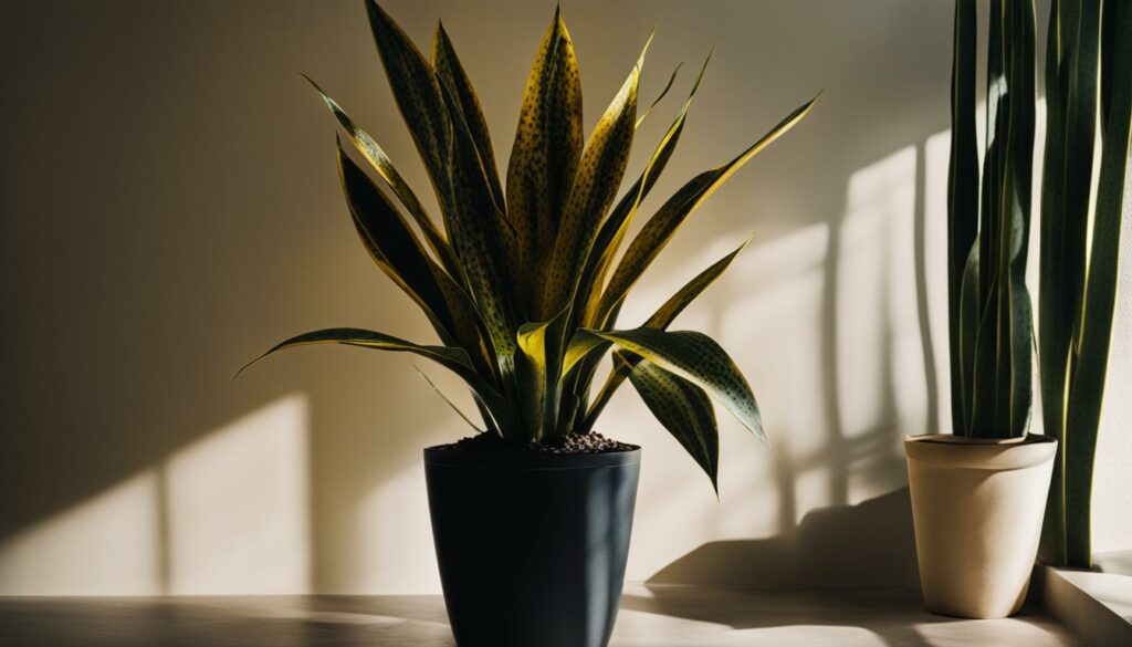 snake plant yellowing leaves