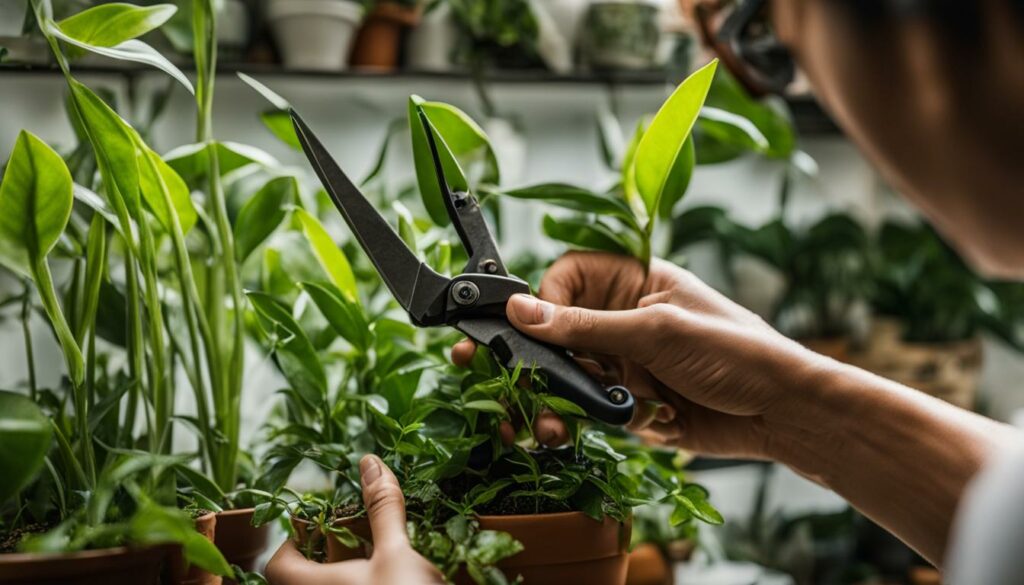 trimming indoor plants